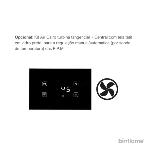 Imagem do Kit Air Cairo, um opcional para o Recuperador de Calor Bronpi Cairo 90, proporcionando controle avançado da temperatura por meio da regulação manual ou automática das RPM da turbina.