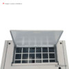 Porta para adicionar pellets aberta da Caldeira para Aquecimento Central a Pellets – Artel Boiler 24 com Limpeza Automática