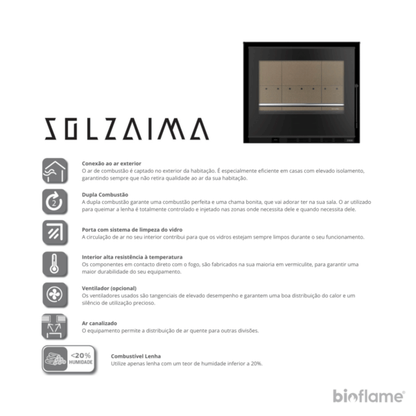 Tecnologias do Recuperador de Calor a Lenha Canalizável e com Ventilação – Solzaima Hera Eco 60.