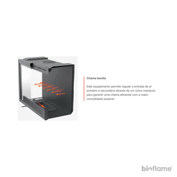 Entrada de ar primário e secundário do Recuperador de Calor a Lenha - Solzaima Rialto Eco 80 para melhor combustão.