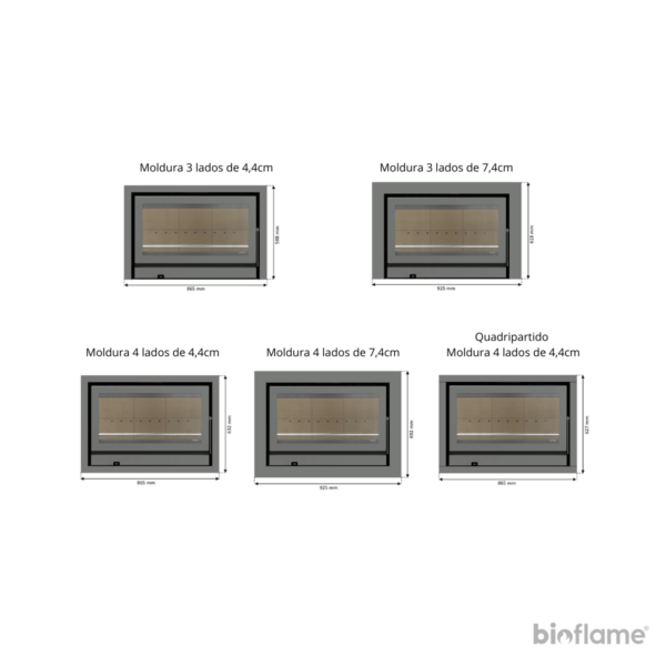 Todas as opções de moldura do Recuperador de Calor a Lenha - Solzaima Rialto Eco 80 para personalização do design.