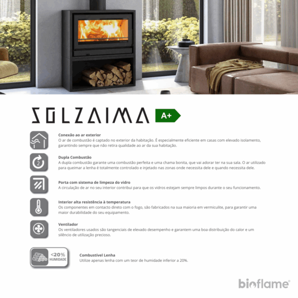 Salamandra a Lenha com Ventilação - Solzaima Back Box Eco