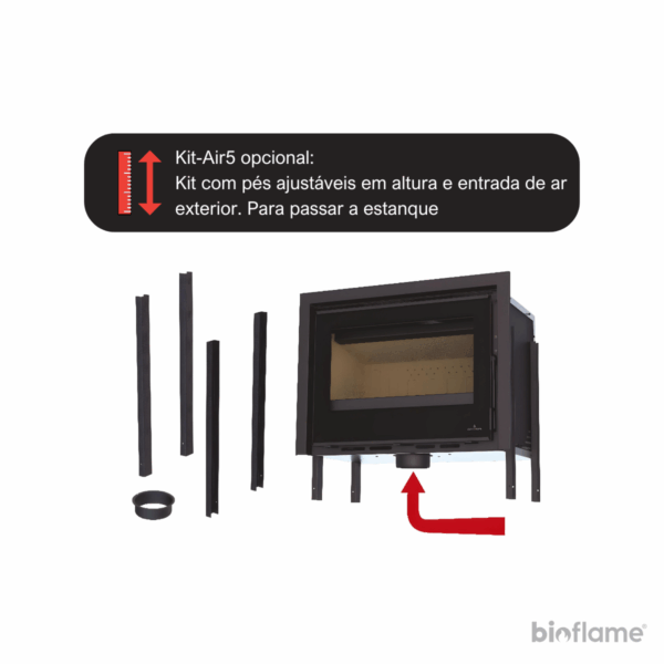 Recuperador de Calor a Lenha Bronpi Cairo 70 - Kit-Air5 Opcional: Pés Ajustáveis e Entrada de Ar Exterior