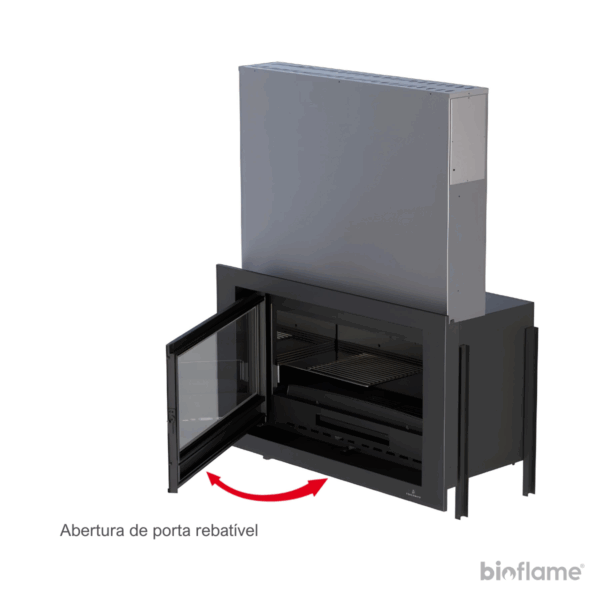Recuperador de Calor a Lenha Bronpi Paris 90 G com abertura de porta rebatível.