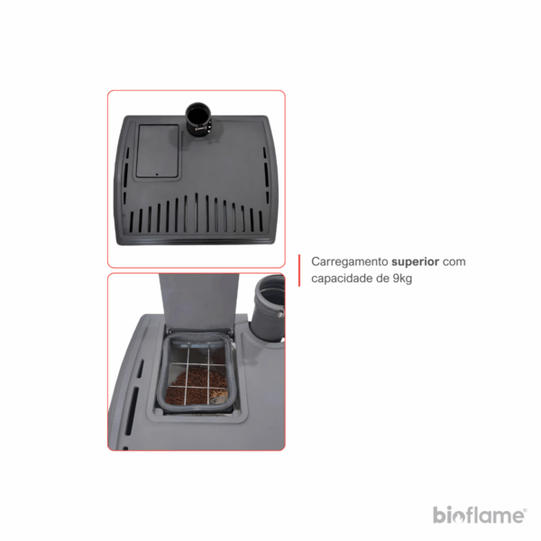 Carregamento superior com capacidade de 9kg da Salamandra a Pellets em Ferro Fundido - Bronpi Nicol.
