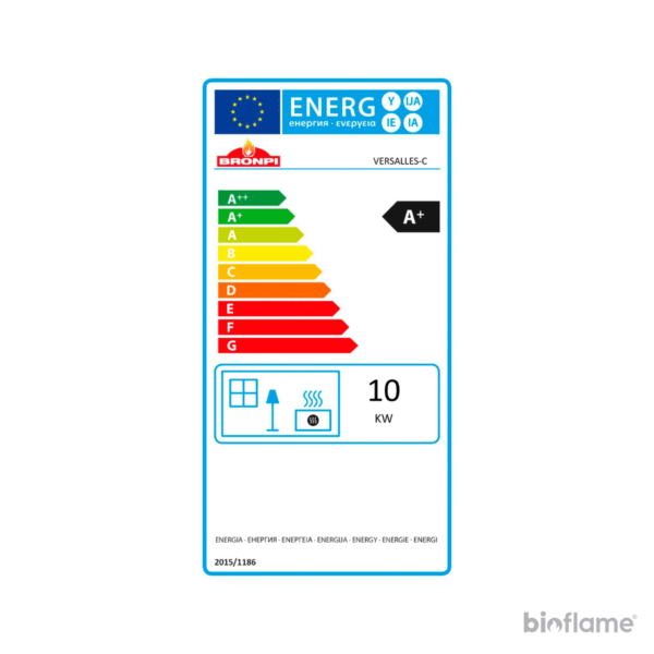 Salamandra a Lenha Suspensa - Bronpi Versalles C com classe energética A+ para eficiência.