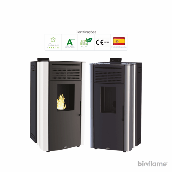 Certificações Flamme Verte 7 Estrelas e Ecodesign da Salamandra a Pellets Canalizável - Biobronpi Coral