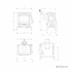 Desenho técnico da Salamandra a Lenha - Nordica Extraflame Isetta Evo 4.0 com todas as dimensões