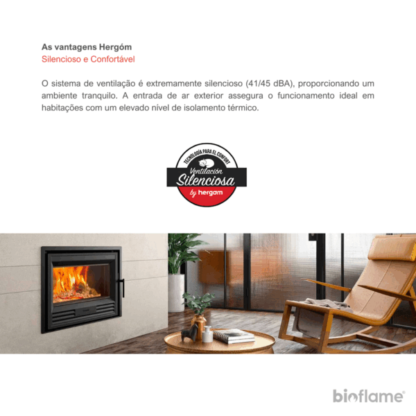 Recuperador de Calor a Lenha em Ferro Fundido - Hergom C-3/80 HF com ventilação silenciosa