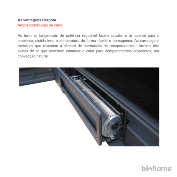 Vantagens do Recuperador de Calor a Lenha Hergom C-3/80 HF: distribuição de calor eficiente.