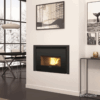 Recuperador de Calor a Pellets Canalizável – Nordica Extraflame Comfort P85 Plus instalado numa sala de estar moderna e aconchegante.