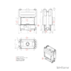 Desenho técnico detalhado do Recuperador de Calor a Lenha Dupla Face – Romotop H3LF 04, mostrando todas as especificações.