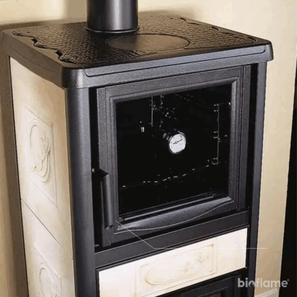 Vista superior da Salamandra a Lenha com Forno - Nordica Extraflame Rossella Plus Forno