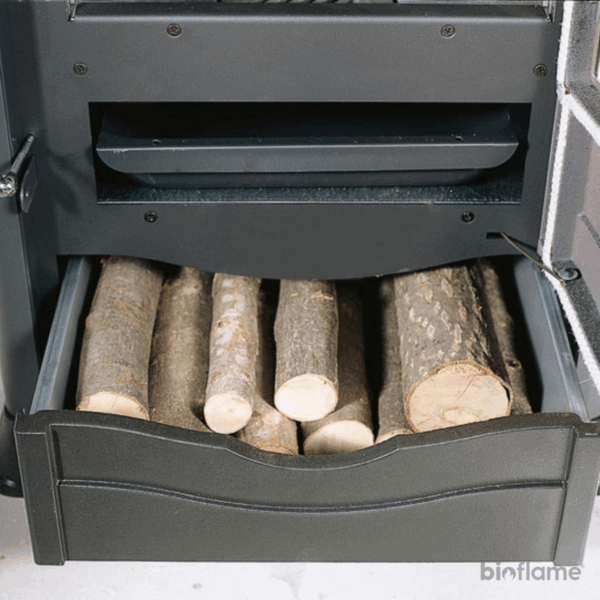 Gaveta de lenheiro da Salamandra a Lenha com Forno - Nordica Extraflame Rossella Plus Forno