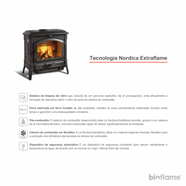Tecnologias da Salamandra a Lenha para Aquecimento Central em Ferro Fundido - Nordica Extraflame Termoisotta Dsa.