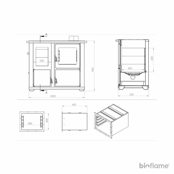 Desenho técnico do Fogão a Lenha Teba Therm TKS-18
