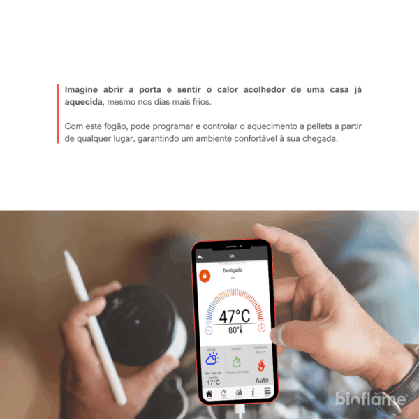 Controlo remoto via telemóvel do Fogão a Lenha e Pellets para Aquecimento Central - Teba Therm TPW-23.