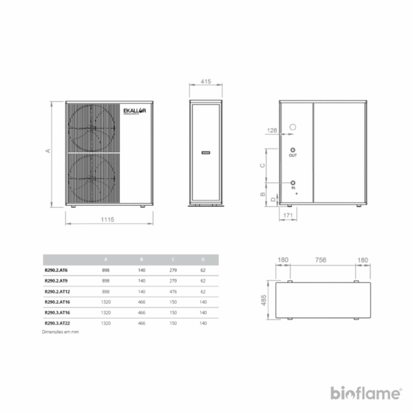 Bomba Calor para Aquecimento Central - Ekallor Monobloco Inverter R290